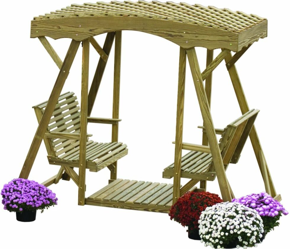 Double Lawn Glider Plain with Lattice Roof outdoor gliders for sale