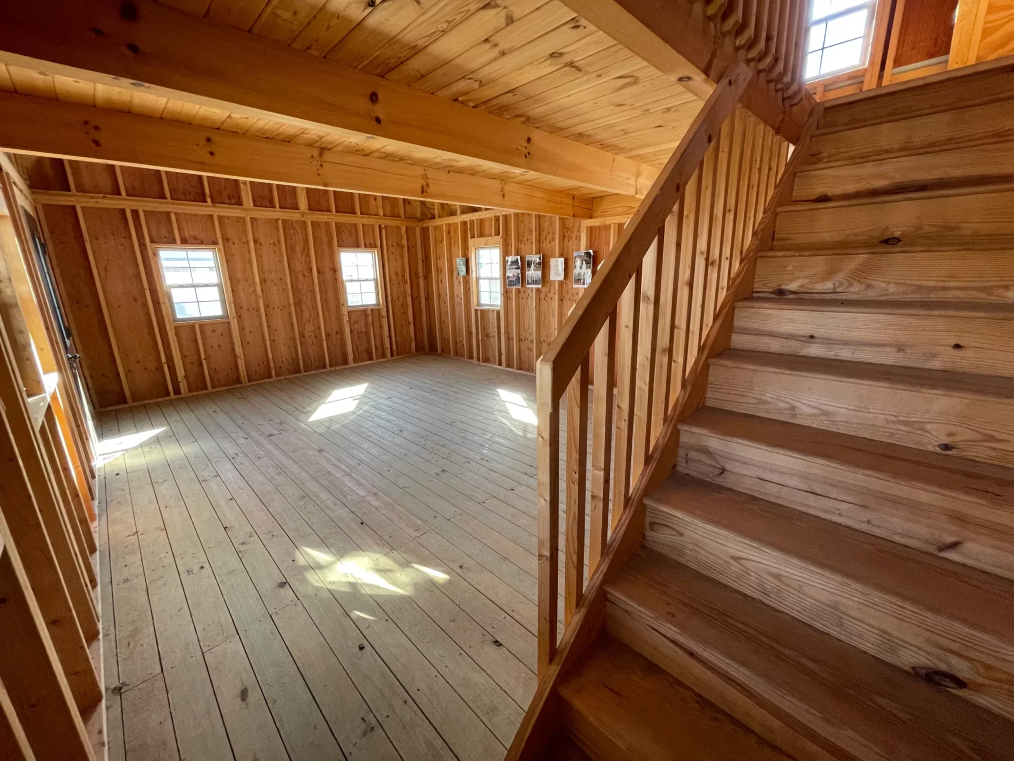 two story cabin stairway