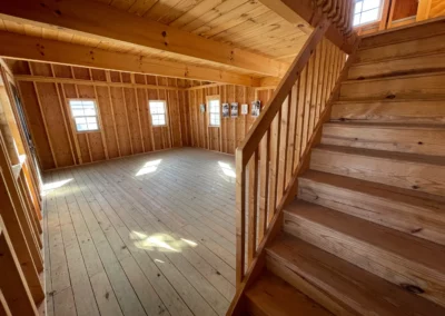 two story cabin stairway