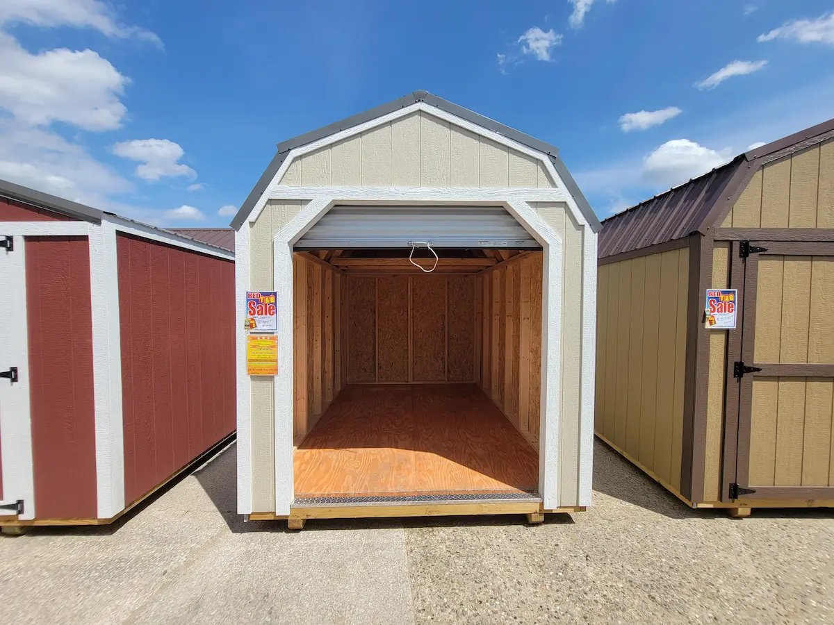 shed with garage doors