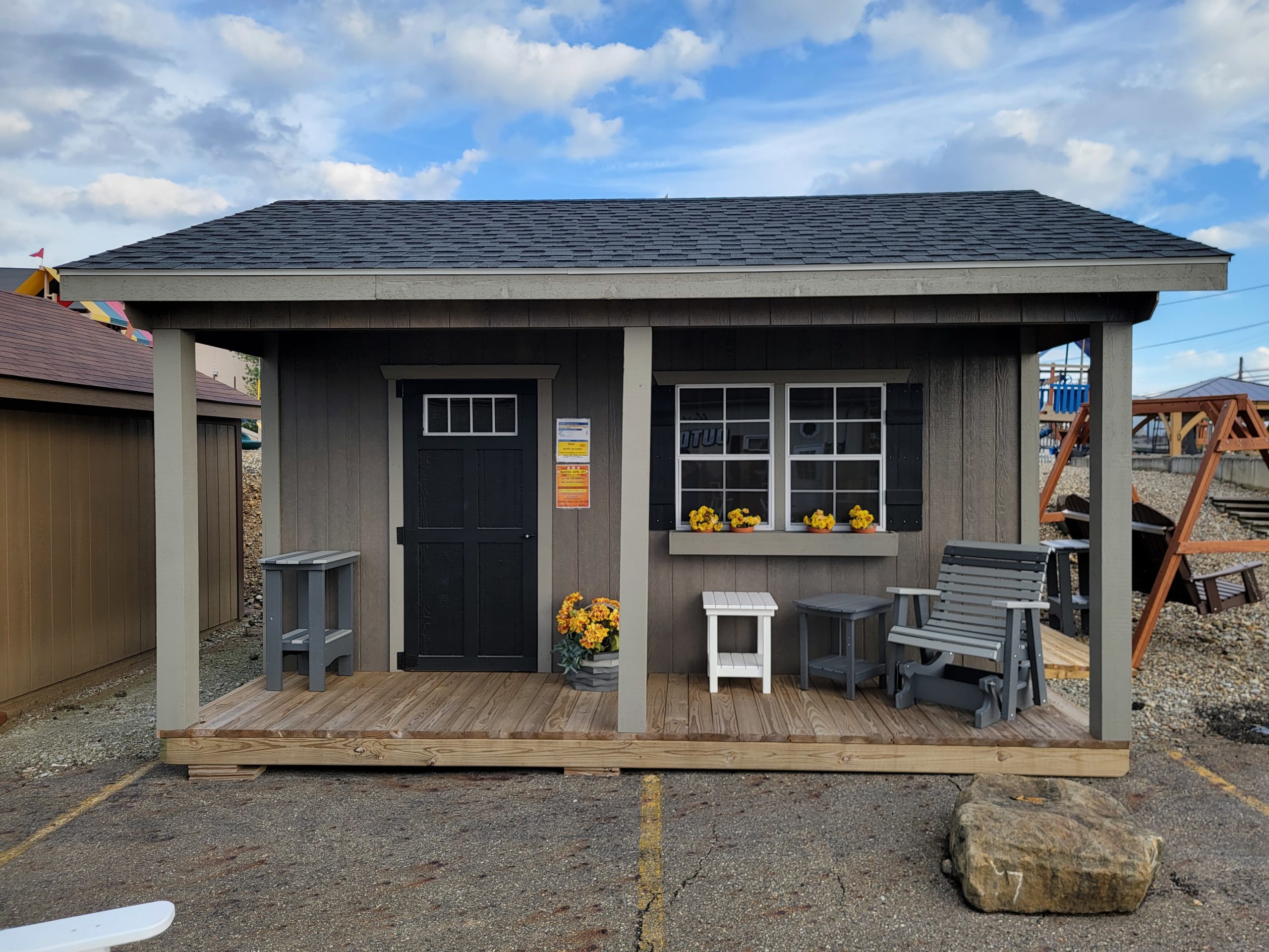 Stained Porch 10x16 Cabin With Porch Western Cabin Porch