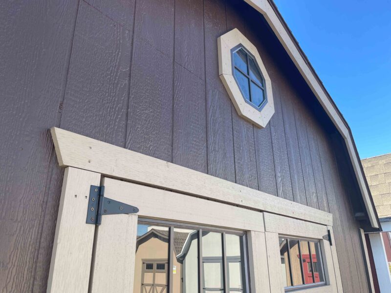 barn building double door with transom windows