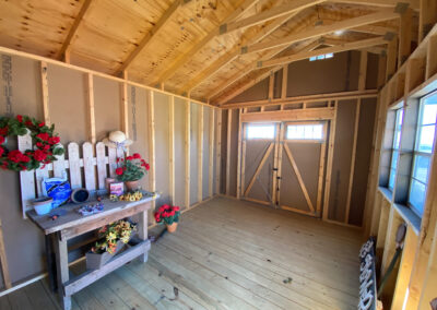 prefab cabin with porch on site build