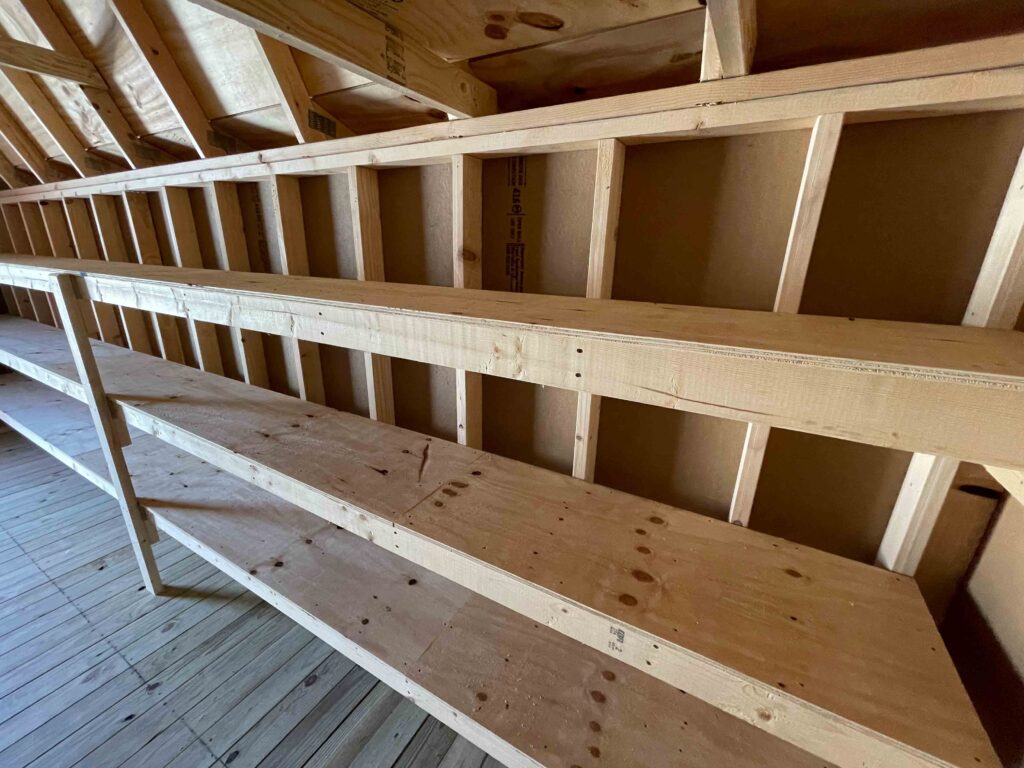 storage barn with shelving