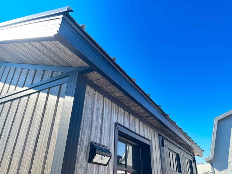 storage shed with window and metal roof