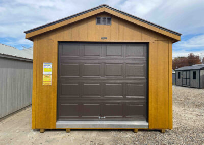 12x24 storage shed with garage door and man door