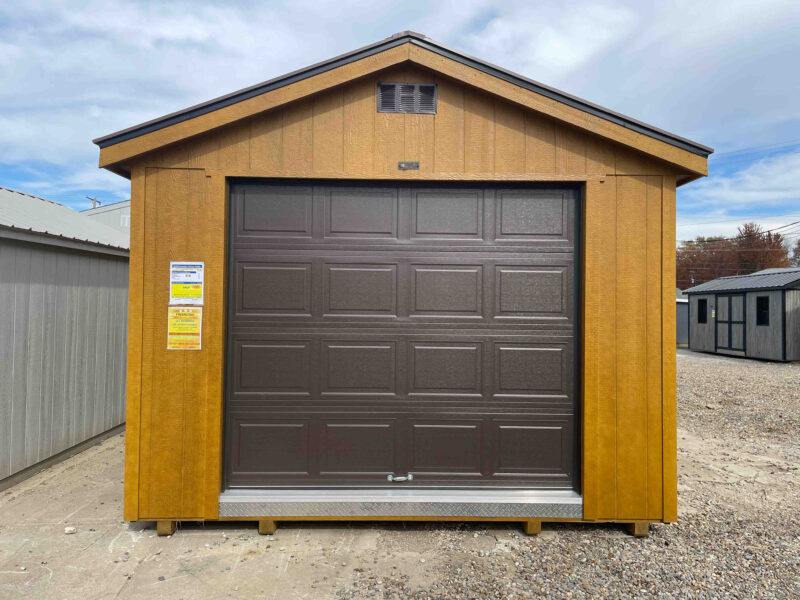 12x24 storage shed with garage door and man door