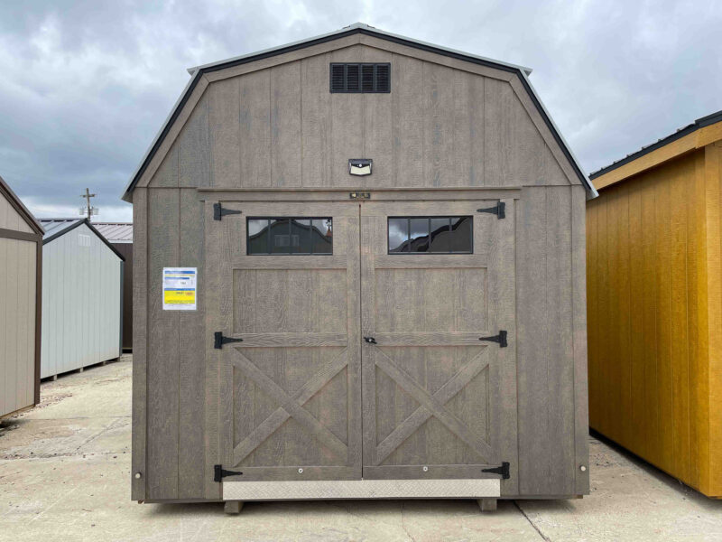 shed with dark stain