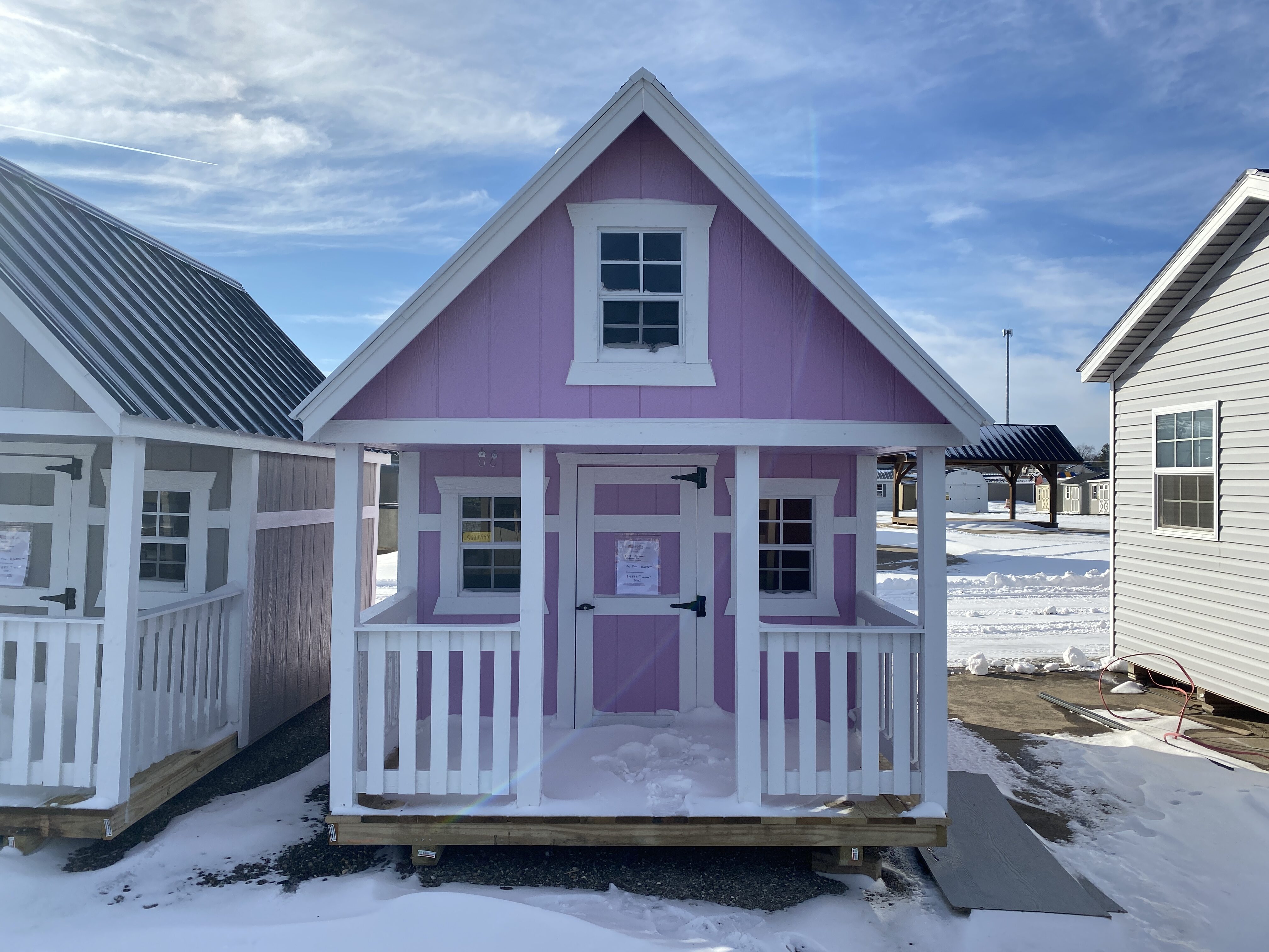 8x12 Executive Pink Playhouse Hartville Outdoor Products   Pink Playhouse 15 Rotated 