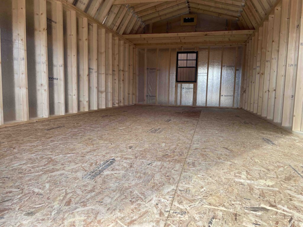 portable barn with loft window and vent