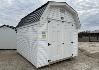 white vinyl storage barn