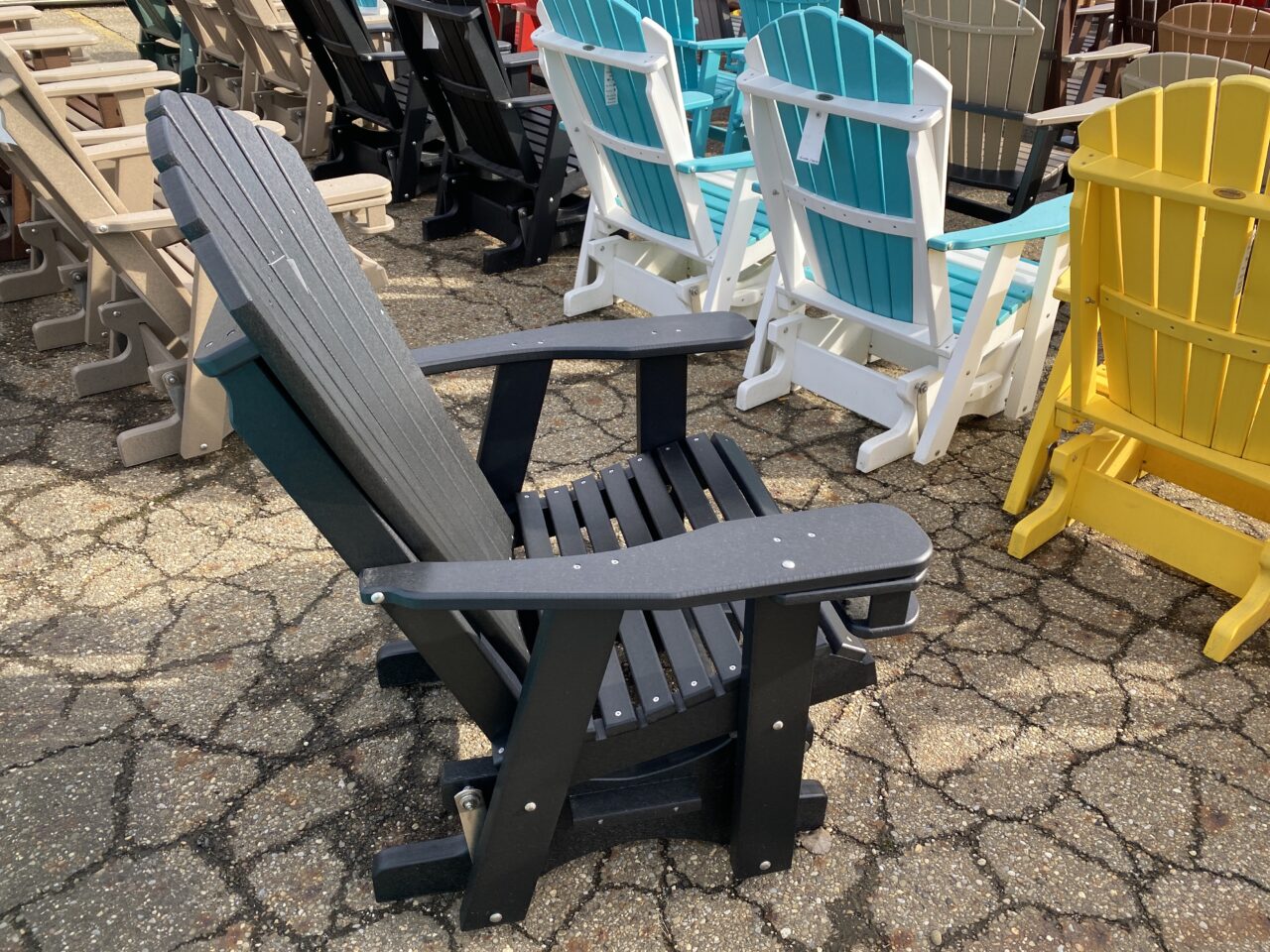 2' Adirondack Black Glider Chair Hartville Outdoor Products
