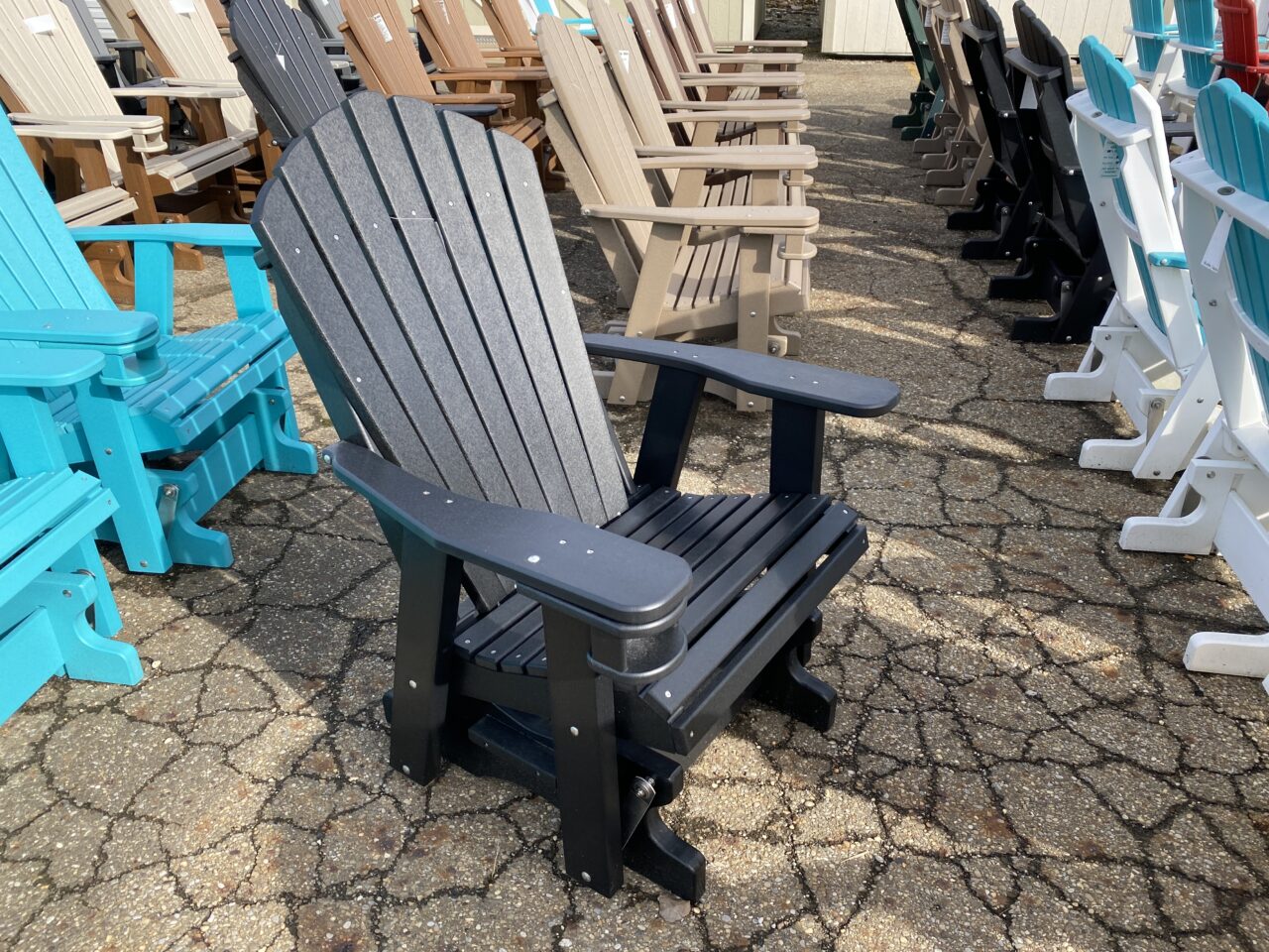 2' Adirondack Black Glider Chair Hartville Outdoor Products