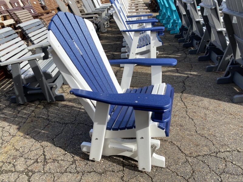 blue and white glider chair