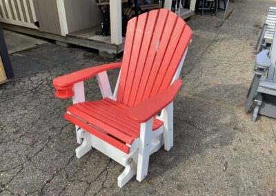 red and white glider chair