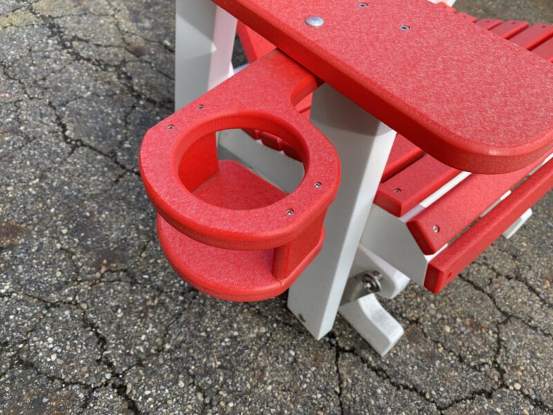 red glider chair with cup holder