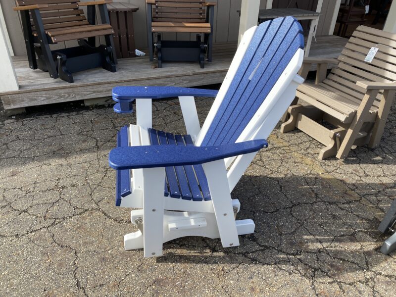 upholstered blue glider chair