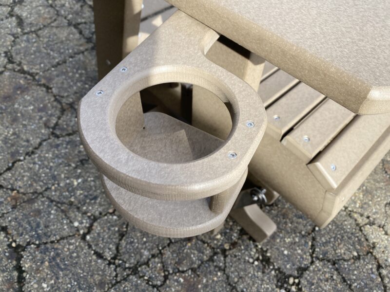 wooden chair with cup holder