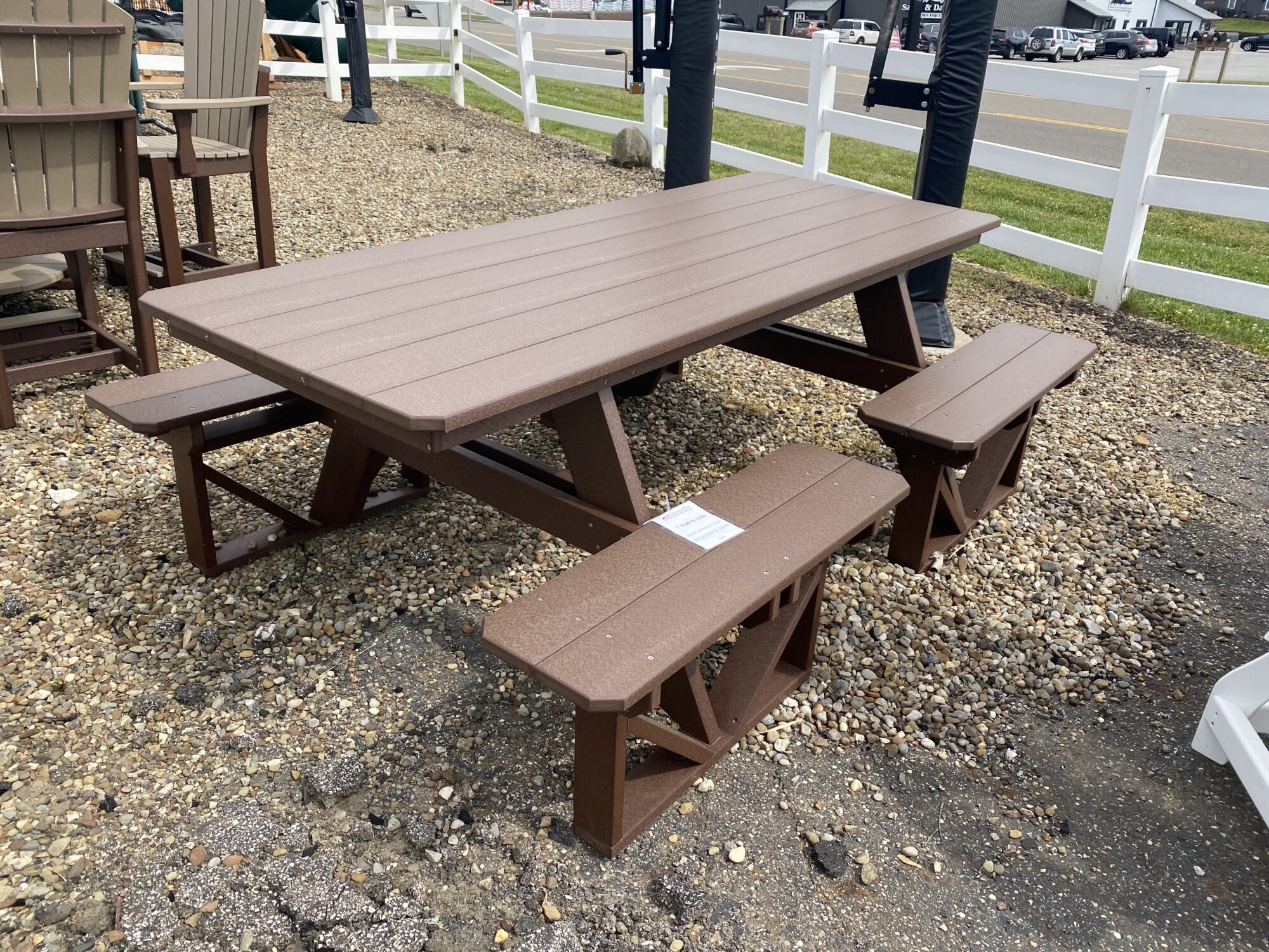 outdoor patio table with bench