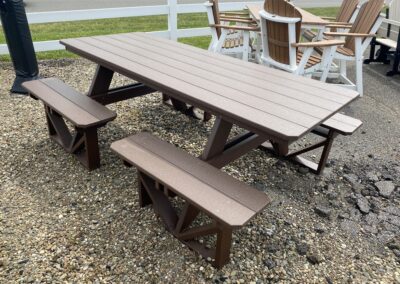 outdoor patio table with benches