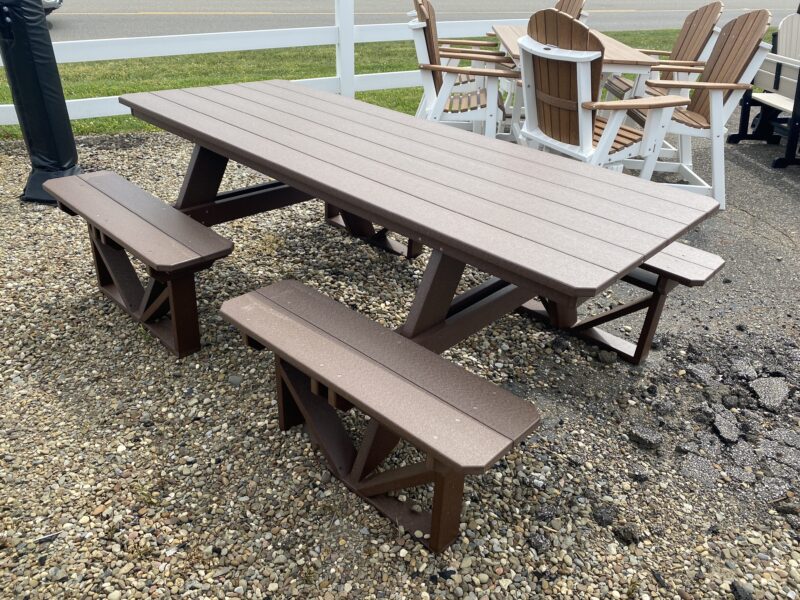 outdoor patio table with benches