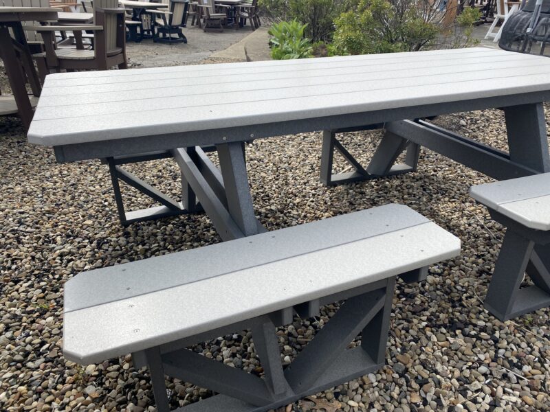 outdoor table with bench seating