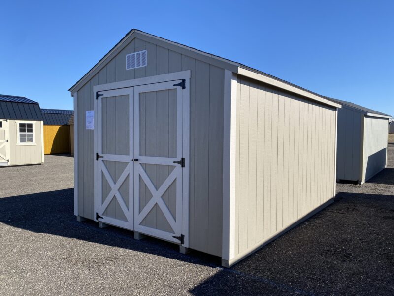 pent roof shed with double doors