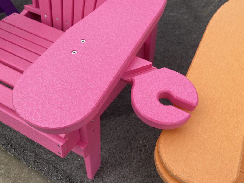 pink chair with cupholder