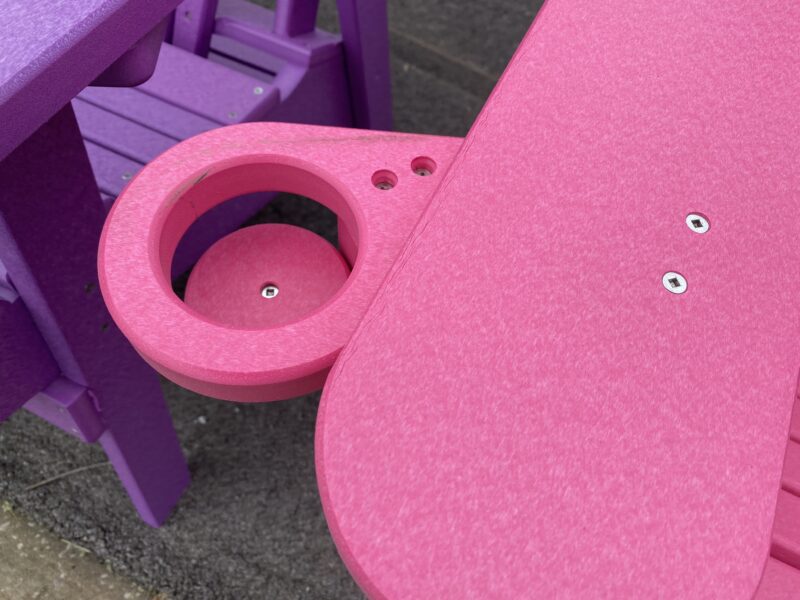 pink chair with cupholder