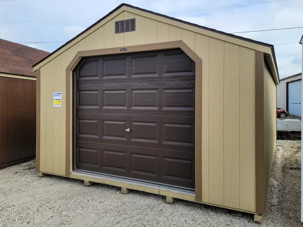 prefab shed with garage door hartville outdoor products