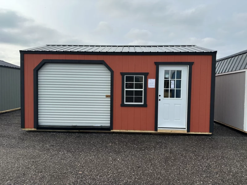 backyard shed with garage door Akron ohio