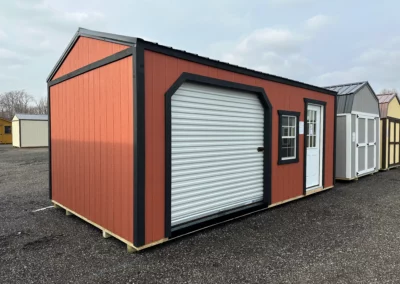 backyard shed with garage door Columbus ohio