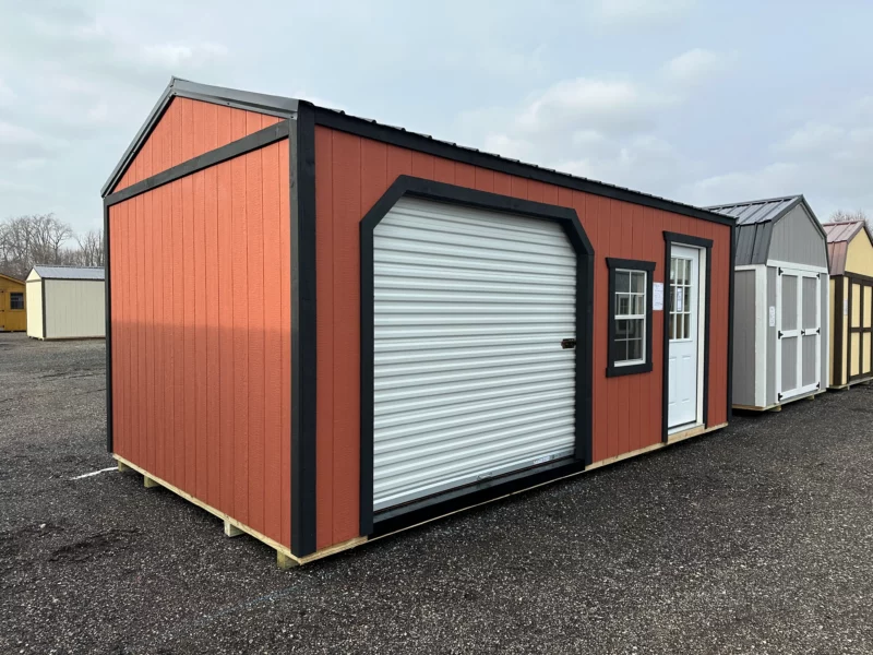 backyard shed with garage door Columbus ohio