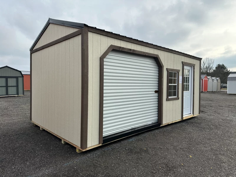 outdoor shed with garage door Columbus ohio