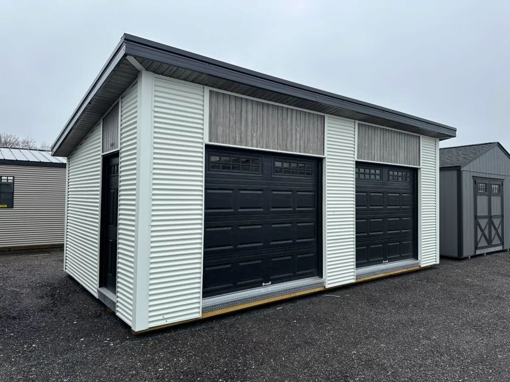 How big is a two car garage hartville outdoor products