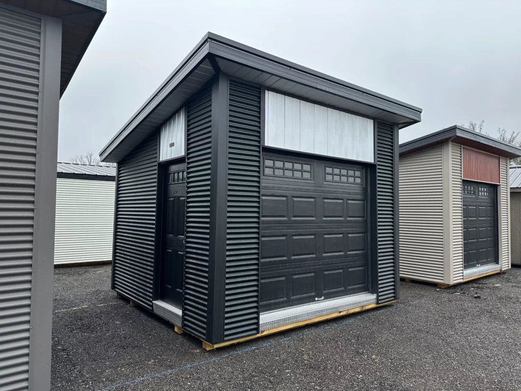 Shed with garage door hartville outdoor products